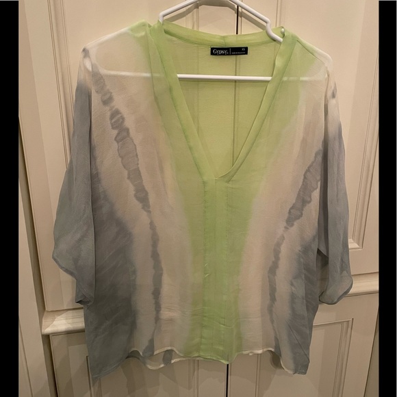 Bright dip dye silk top! - Picture 1 of 3